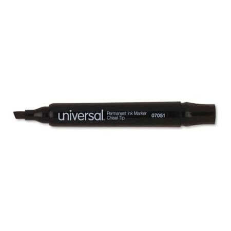 Universal Products Permanent Marker, Chisel Tip, Low Odor, Nontoxic, Black Ink, Dozen 7051